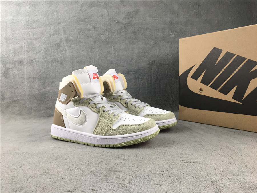 Women Air Jordan 1 Zoom CMFT White Green Shoes - Click Image to Close